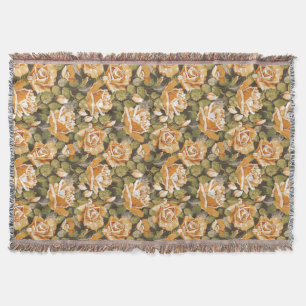 Vintages Blumenmuster der gelben Rosen Decke