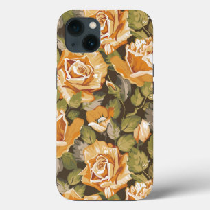 Vintages Blumenmuster der gelben Rosen iPhone Hülle