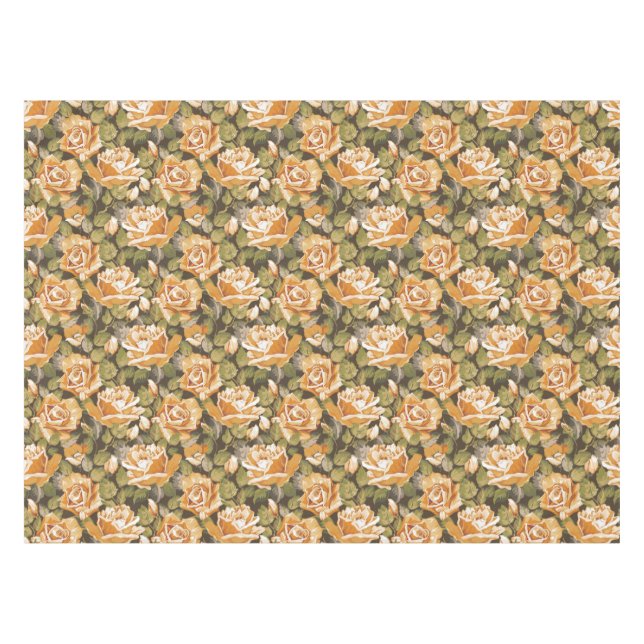 Vintages Blumenmuster der gelben Rosen Tischdecke (Vorderseite (Horizontal))
