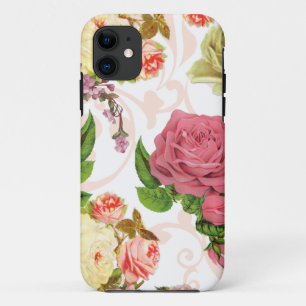 Vintages Blumenmuster der rosa Rosen Case-Mate iPhone Hülle