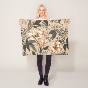 Vintages Blumenmuster Fleece Blankon