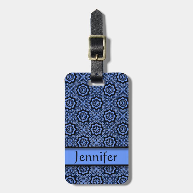 Vintages Blumenmuster Gepäckanhänger (Vorderseite vertikal)