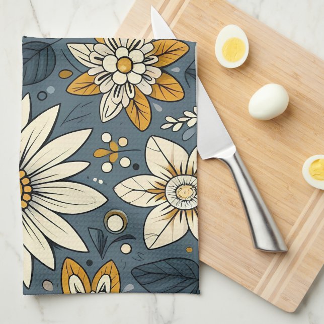 Vintages Blumenmuster Geschirrtuch (Viertel Falte)