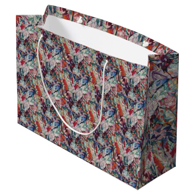 Vintages Blumenmuster Gladiolus Große Geschenktüte (Rückseite Schrägansicht)