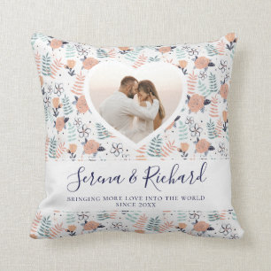 Vintages Blumenmuster Hochzeitsjubiläum Foto Kissen