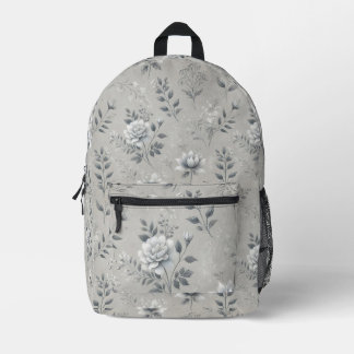 Vintages Blumenmuster im rustikalen grauen Hinterg Bedruckter Rucksack