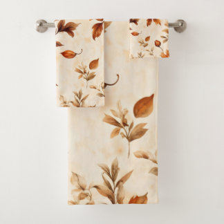 Vintages Blumenmuster in Orangenorange Badhandtuch Set