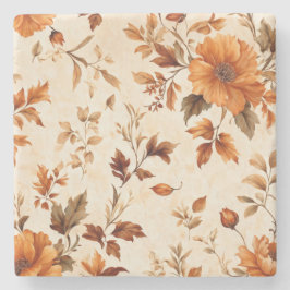 Vintages Blumenmuster in Orangenorange Steinuntersetzer