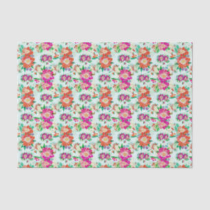 Vintages Blumenmuster in Rosa und Rot Seidenpapier