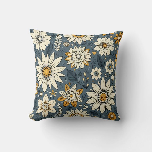 Vintages Blumenmuster Kissen (Vorderseite)