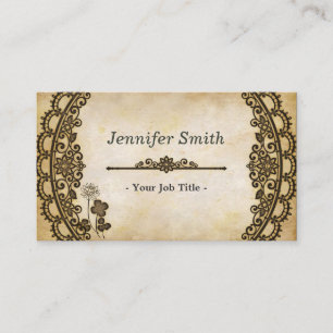 Vintages Blumenmuster mit antikem Altpapier Visitenkarte
