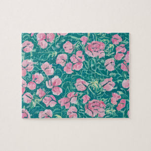 Vintages Blumenmuster mit pastellfarbenen Blume Puzzle