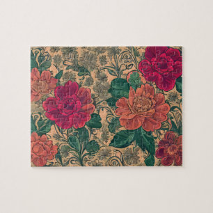 Vintages Blumenmuster mit pastellfarbenen Blume Puzzle