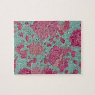 Vintages Blumenmuster mit pastellfarbenen Blume Puzzle