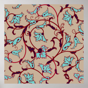 Vintages Blumenmuster. Nahtloses Muster, Poster