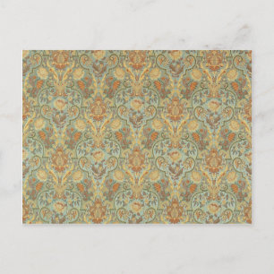 Vintages Blumenmuster Paisley Cyan Green Yellow Postkarte
