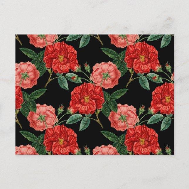 Vintages Blumenmuster, schöne rote Blume nach Postkarte (Vorderseite)
