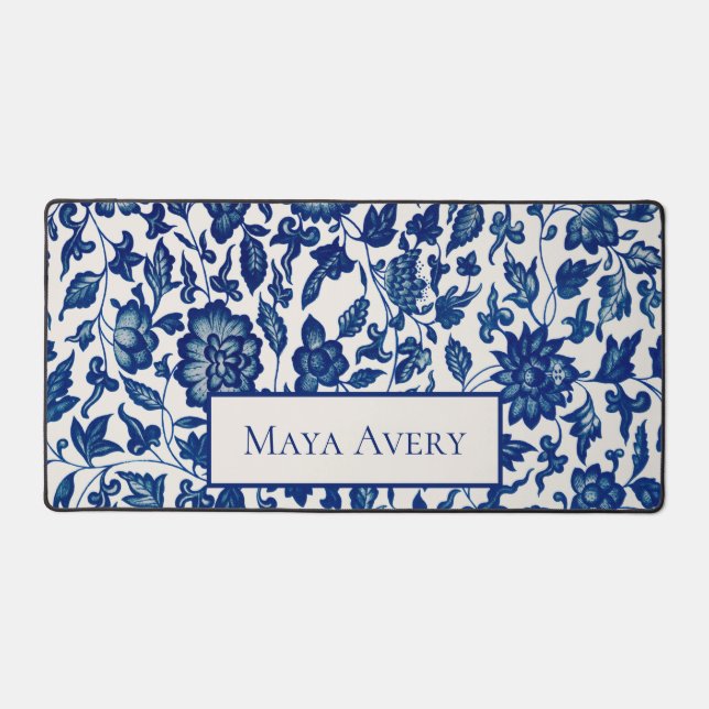 Vintages Blumenmuster Schreibtischunterlage (Vorderseite)