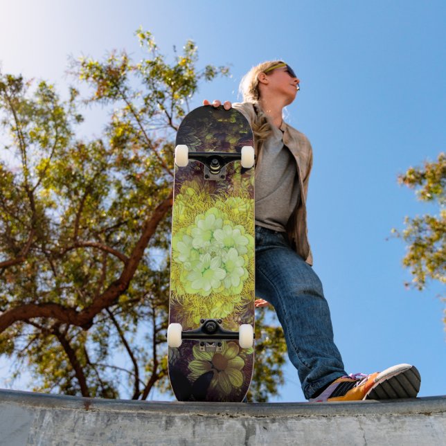 Vintages Blumenmuster-Skateboard Skateboard (Außen 1)