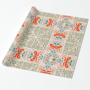 Vintages Blumenmuster und Flachbild-Muster mit ele Geschenkpapier