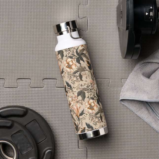 Vintages Blumenmuster Wasserflasche Trinkflasche (Fitnessstudio)