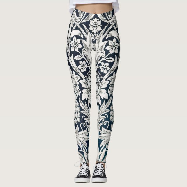 Vintages Blumenmuster, William Morris Leggings (Vorderseite)