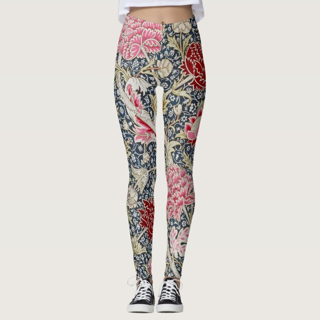 Vintages Blumenmuster, William Morris Leggings (Vorderseite)