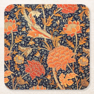 Vintages Blumenmuster, William Morris Rechteckiger Pappuntersetzer