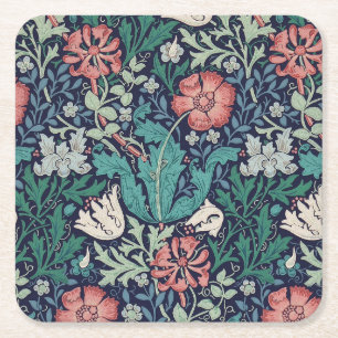 Vintages Blumenmuster, William Morris Rechteckiger Pappuntersetzer