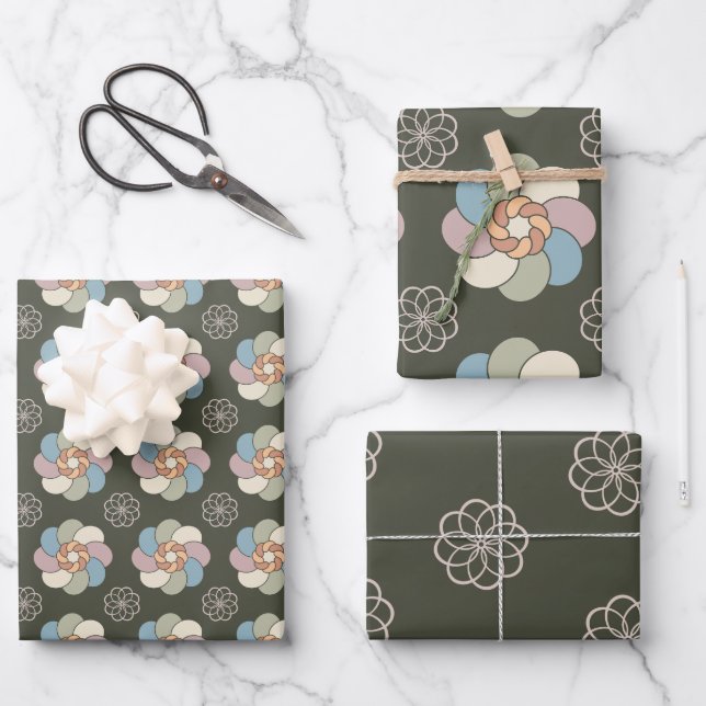 Vintages Blumenpapier Geschenkpapier Set (Vorderseite)