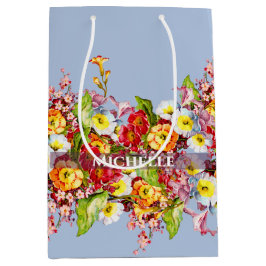 Vintages Blumenpulver Blaue Frühlingskitze Niedlic Mittlere Geschenktüte