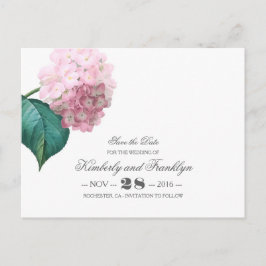 Vintages Blumenrosa Hydrangea Save the Date Ankündigungspostkarte