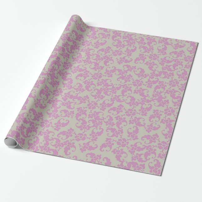 Vintages Blumenrosa Wrapping Papier Geschenkpapier (Ungerollt)