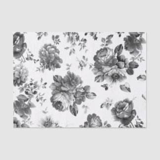Vintages BlumenSchwarzweiss-seidenpapier Seidenpapier