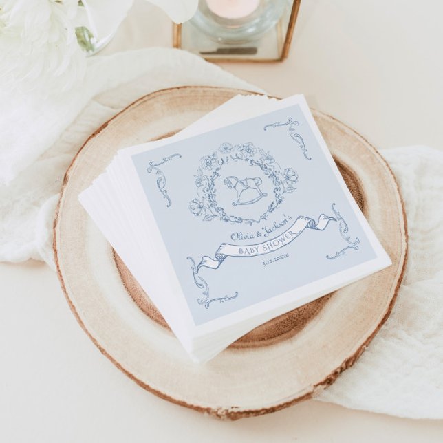 Vintages Blumenstrauß Chinoiserie Kinderdusche bla Serviette (Von Creator hochgeladen)