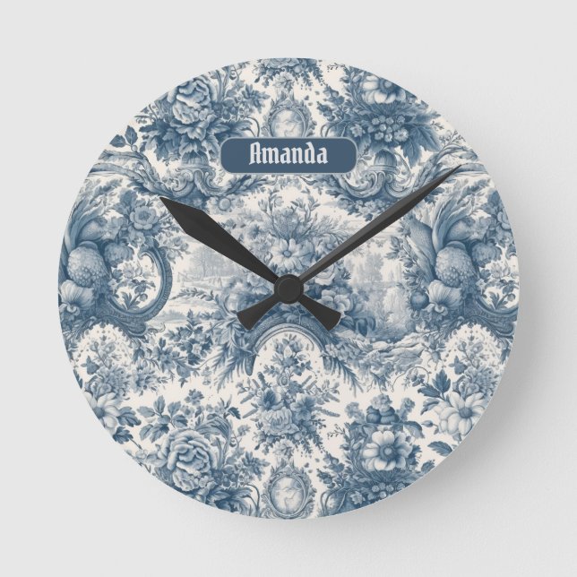 Vintages Blumenstrauß Runde Wanduhr (Vorderseite)