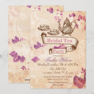 Vintages Blumentee-Party Brautparty Einladungen