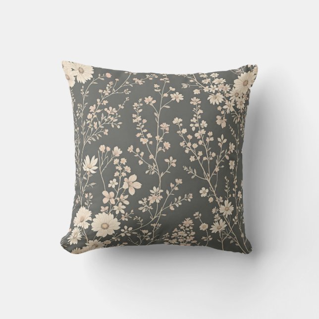 Vintages Blumentextil-Design.Moderner Außenbereich Kissen (Vorderseite)