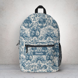 Vintages Blumentoile de jouy monogram Dopp Ki Bedruckter Rucksack
