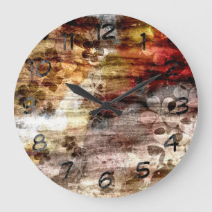 Vintages Blumenwald Große Wanduhr