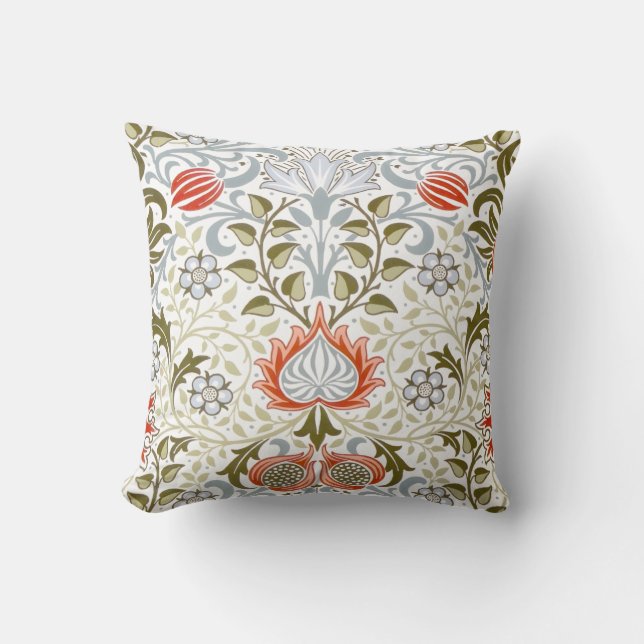 Vintages Blumenwallpaper von William Morris (1879) Kissen (Vorderseite)