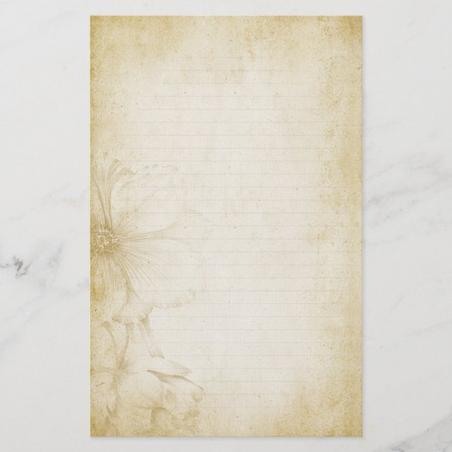 Vintages Blumenzeitschriften-Anmerkungs-Papier Briefpapier (Vorderseite)