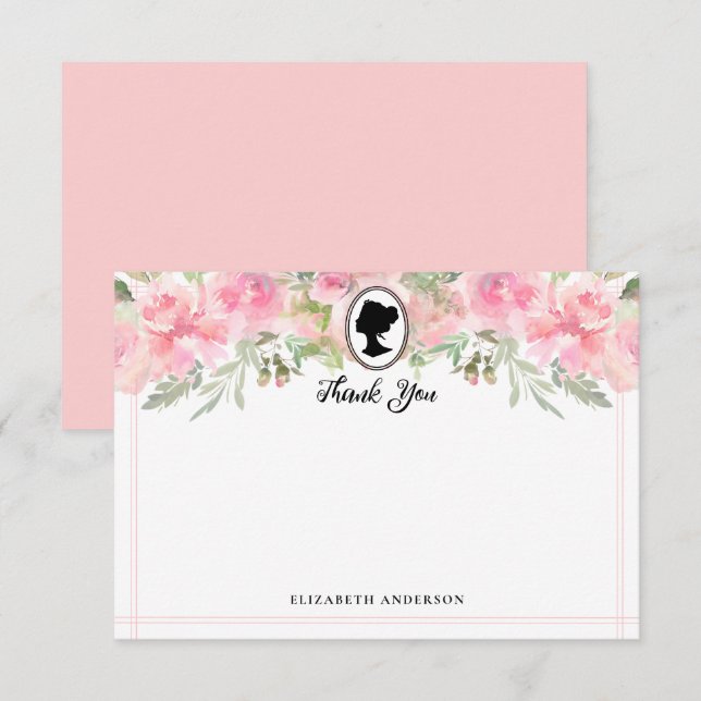 Vintages Blush Pink Floral Regal Brautparty Dankeskarte (Vorne/Hinten)