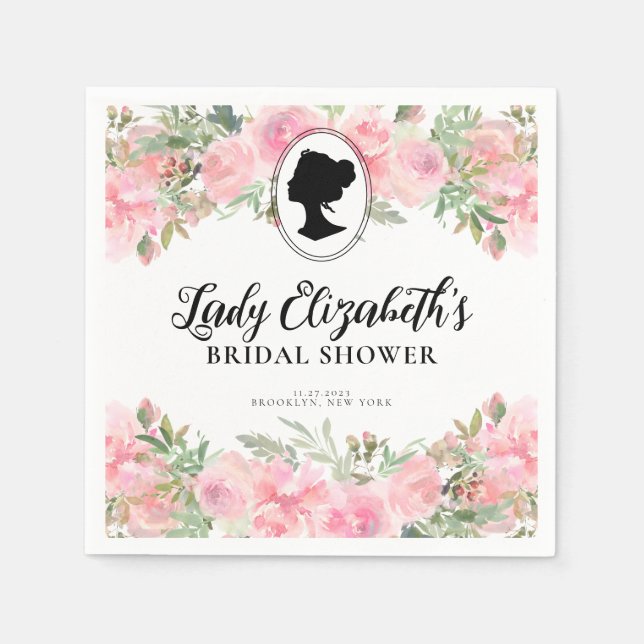 Vintages Blush Pink Floral Regal Brautparty Serviette (Vorderseite)
