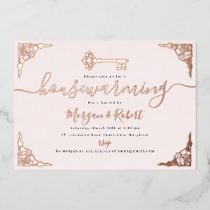 Vintages Blush Pink Schlüsselanhänger Party Folieneinladung