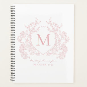 Vintages blush-rosa Wappen Monogramm Planer