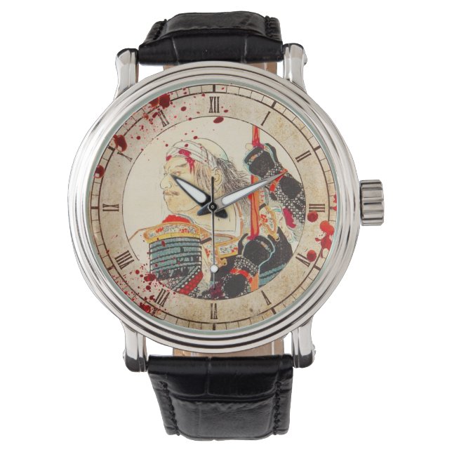 Vintages Blut überblutete Legendär Samurai Warrior Armbanduhr (Vorderseite)