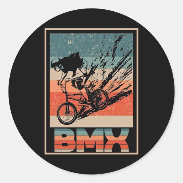 Vintages BMX Bike Boys Bicycle Motorcross Runder Aufkleber (Vorderseite)