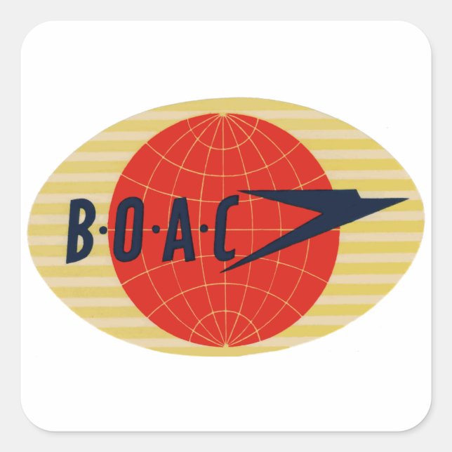 Vintages BOAC-Logo Quadratischer Aufkleber (Vorderseite)