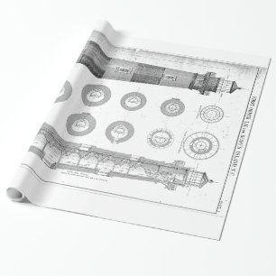 Vintages Bodie-Insel-Leuchtturm-Diagramm Geschenkpapier